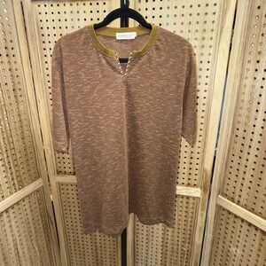 Men's Casual Tee Shirt Gocarso Collection Knit Brown Unique Top